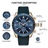 BY BENYAR Chronograph Analog 30M Water Leather Strap Quartz Blue Gift for Men Men's Watch, Resistant, Simple, Stylish, Popular, Formal, Movement,