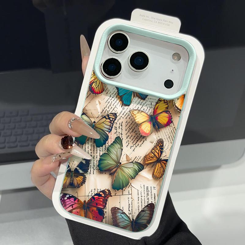 Colored Butterfly Printed Phone Case For iPhone 17e 17 Pro 16 15 14 13 Pro Max 16e 11 Shockproof Soft TPU Leather Texture Cover