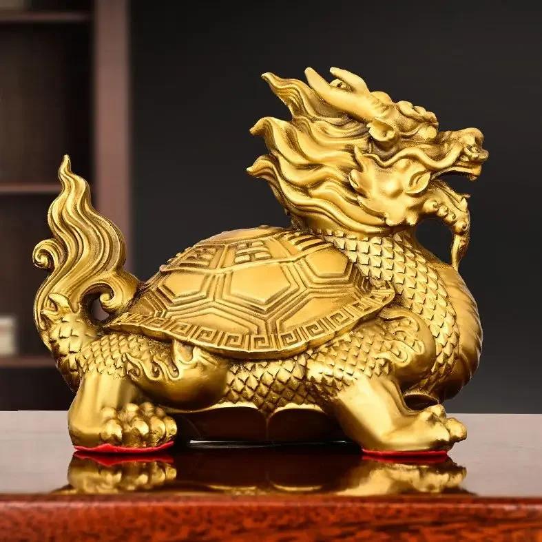 Copper Animal Dragon Turtle Ornament Home Living Room Entrance Office Desktop Decor