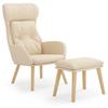 Cream Fabric Recliner with Footstool