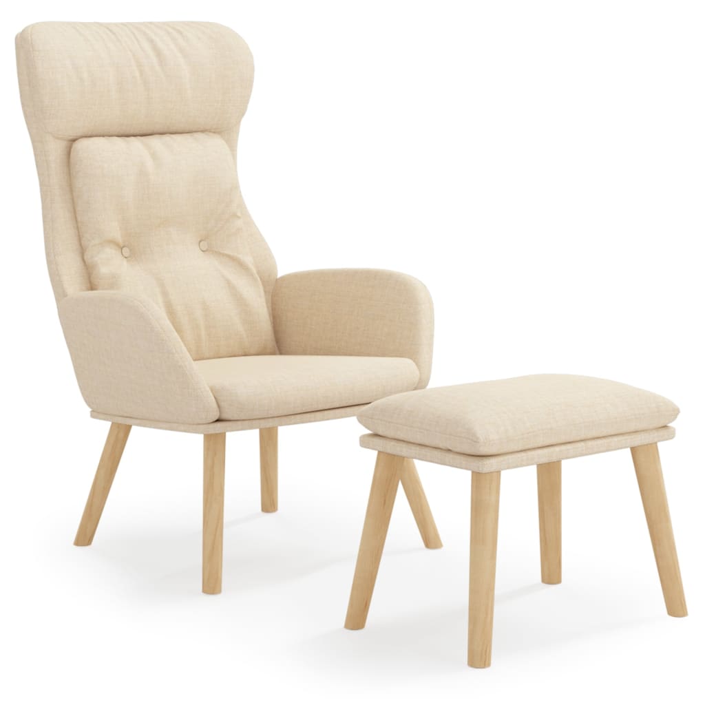 Cream Fabric Recliner with Footstool