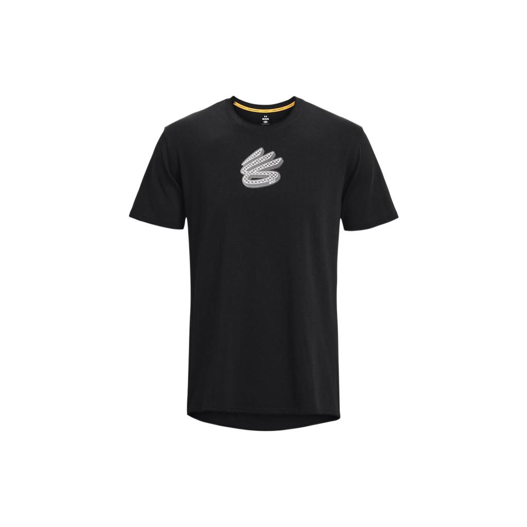 Under Armour American Retro Logo Print Crew Neck T-Shirt Men Tops Black 1376801-001