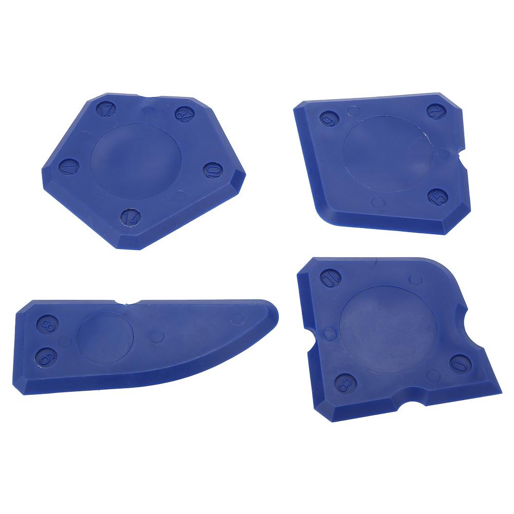 

4PCS Caulk Tools Kit Silicone Glass Cement Scraper for Sealant Grout Finishing Sealing (Blue) синий