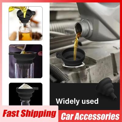 1pc Universal Car Gasoline Oil Fuel Funnel Auto Washer Fluid Change Funnel Car Engine Liquid Funnel Foldable Car Accessories