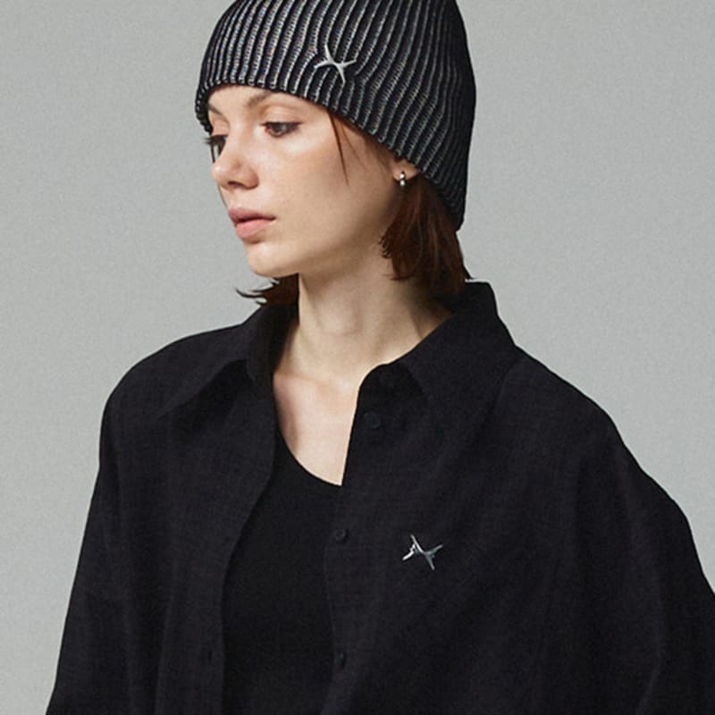 

ШАПКА БИНИ ДВОЙНОЙ ВЯЗКИ С ЛОГОТИПОМ-СИМВОЛОМ KITTY POTTERY ЧЕРНАЯ Black FREE