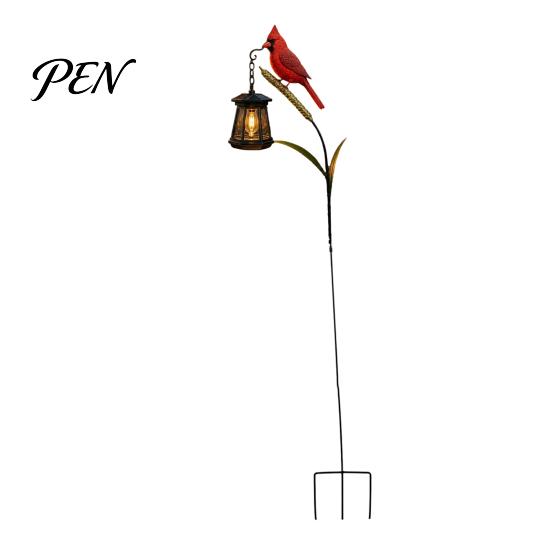 Solar Garden Lights Kingfisher Stake Light, Metal Bird Yard Art with Hanging Lantern, Auto-On Powered Outdoor Decor LED Waterproof Patio Decoration