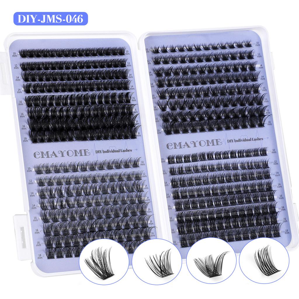 Diy False Eyelashes Extended Lashes 416 Single Clusters 10-18Mm Thick Eyelashes