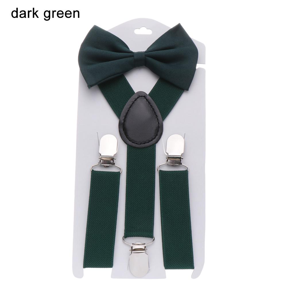 Kids Elastic Suspenders Bow Tie set Matching Tuxedo Suit Unisex Boy Girl Bowtie Wedding Costume Adjustable Y-Back Brace Belt