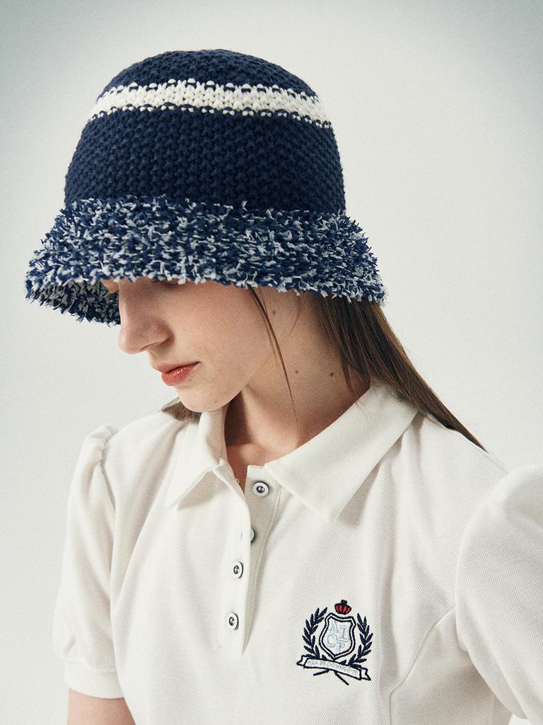 Olinkeompeulliteu Breeze Knit Bucket Hat (Navy)