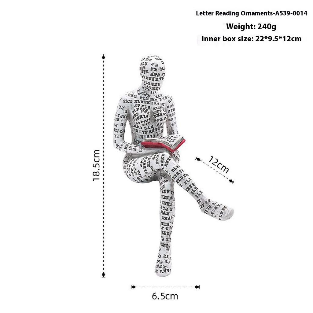 Nordic Book Lover Statue - Reading Person Resin Sculpture for Bookshelf Decor, Study Desk Ornament Minimalist Craft Decor