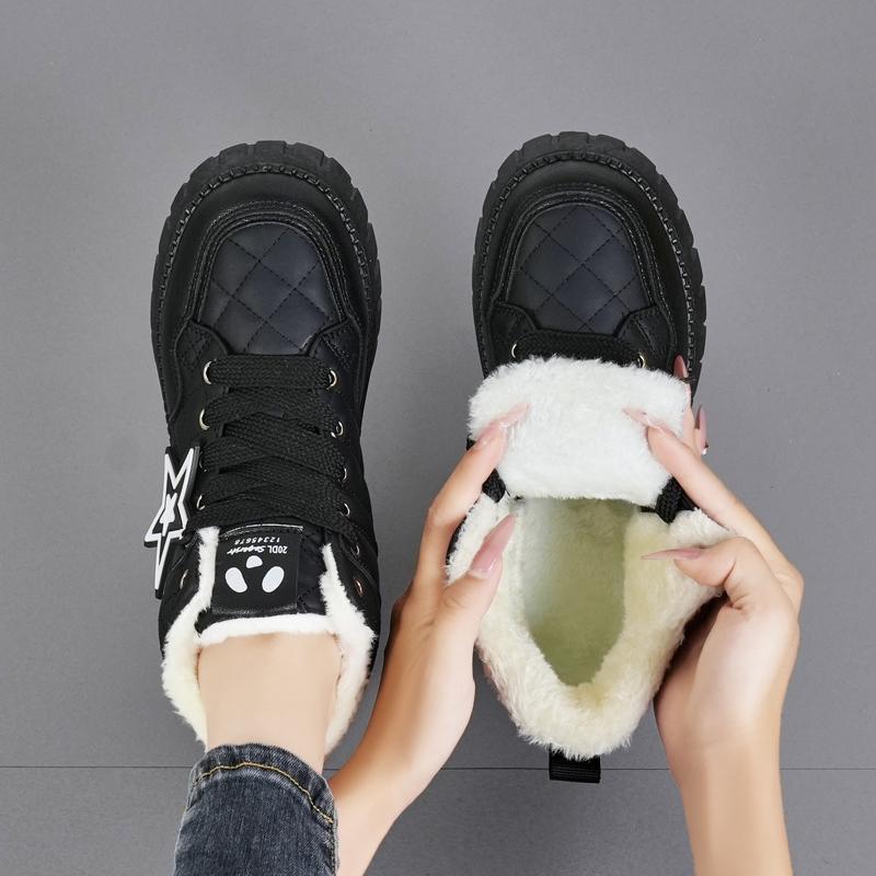 34-42 Winter Women's Large Fashion Thick Bottom High Top with Velvet Warmth High Top Cotton Shoes Snow Boots