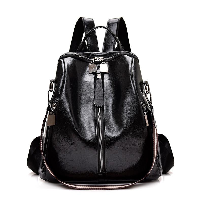 

Женские кожаные рюкзаки высокого качества 2021, женский винтажный рюкзак, дорожная сумка на плечо, Mochilas Feminina, школьные сумки для девочек чёрный