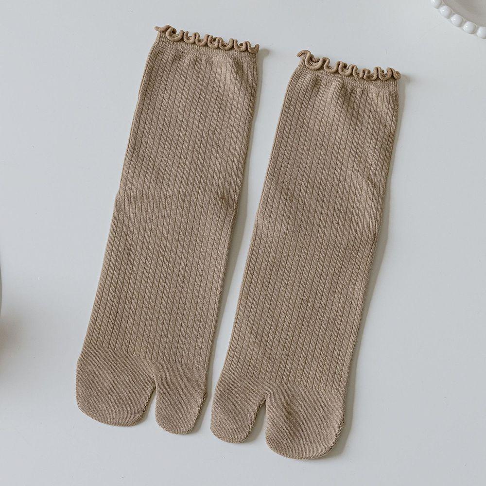 

Cotton Ruffles Candy Color Split Toe Hosiery Two Finger Socks Middle Tube Socks Two Toe Socks кофейный