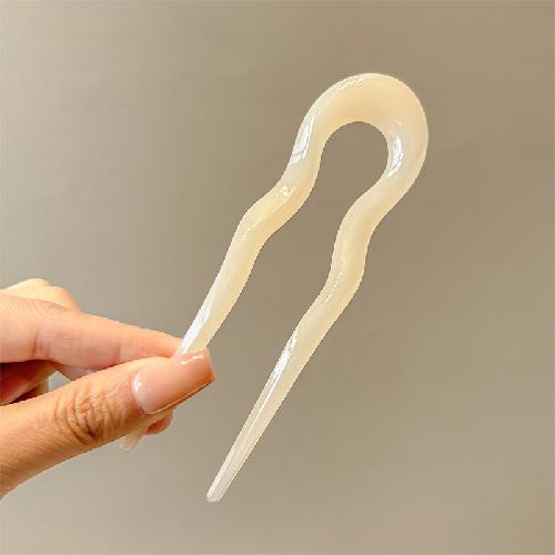 U-shaped Acetic Acid Hairpin Simple Beads Hair Stick Women Girls Colored U-Shaped Irregular Hairpin Jewelry Styling  Accessories
