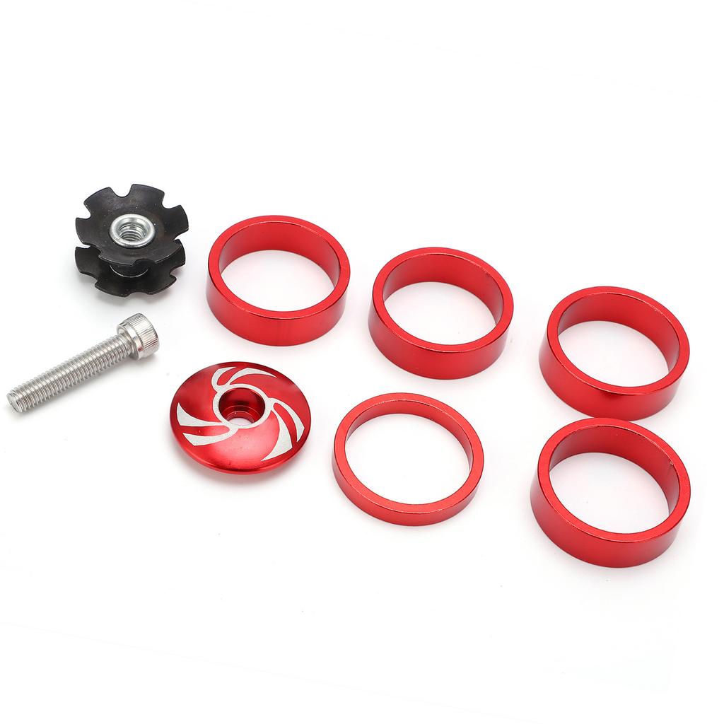 Sykkel Styrelager Gaffel Topplokk og Stjernemutter med Aluminium Skruesett for Fixed Cog 5410T SettRød