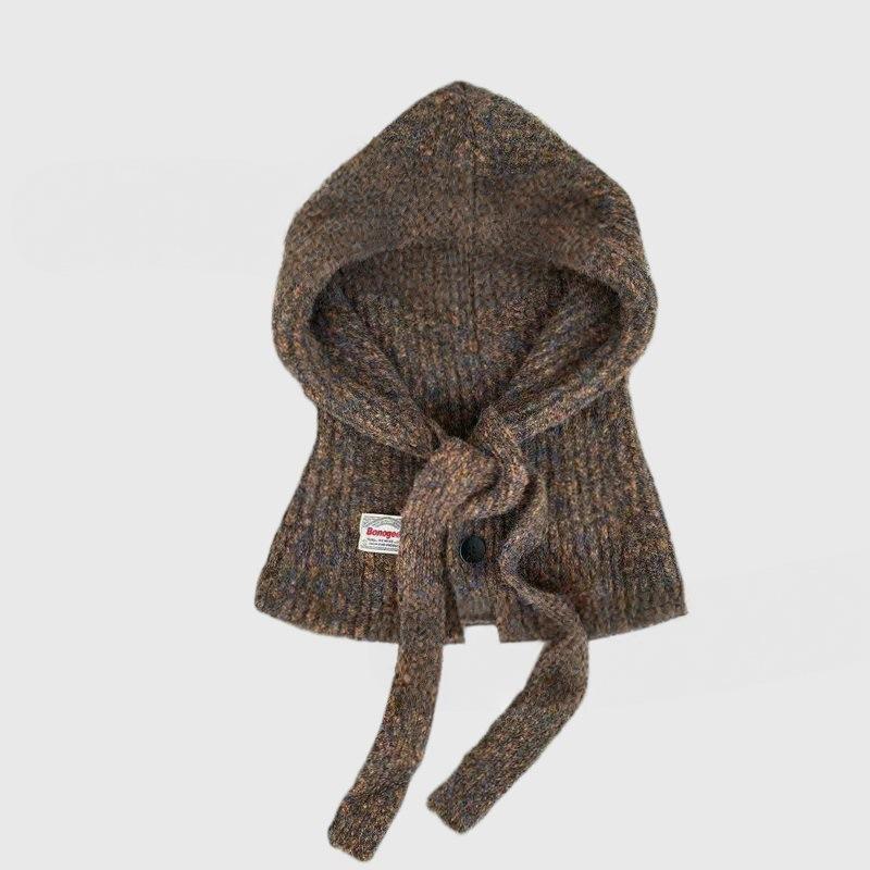 Balaclava hat retro one-piece hat versatile autumn and winter warm and cold scarf hat integrated shoulder and neck scarf