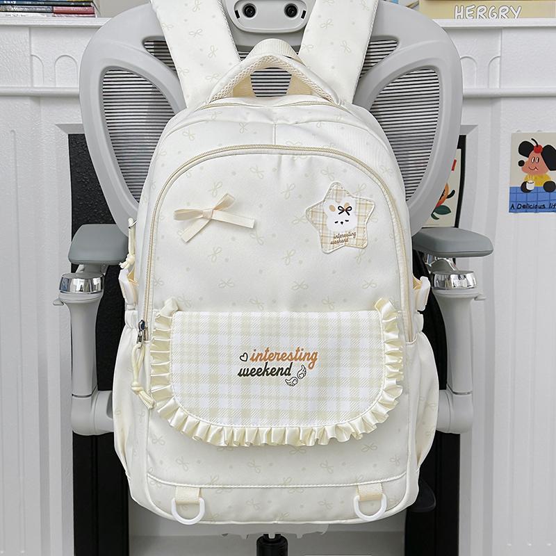 Junior School Schoolbag Women's Check Large Capacity Backpack