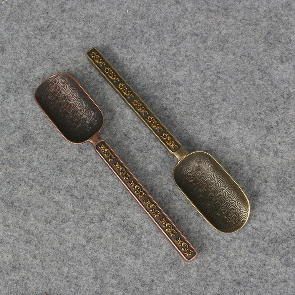 Well Balanced Copper Zinc Tea Scoop Vintage Royal Aesthetic for Tea Ceremony Loose Leaf Scooping Coffee Beans Measuring Spoon