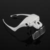 Hands Free Eyeglasses Bracket Magnifier with 5 Pcs Lenses Headband 2 LED Head Lights