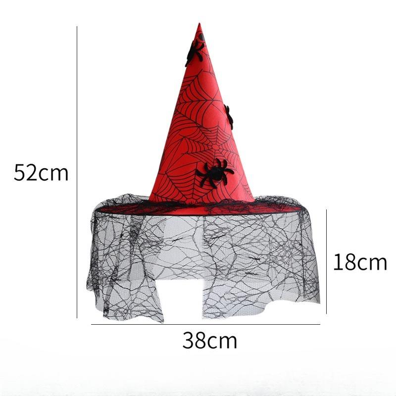 Halloween Witch Hat Makeup Costume Props Cosplay Dance Witch Hat Mesh Sticky Spider Wizard Hat Halloween Decorations for Home