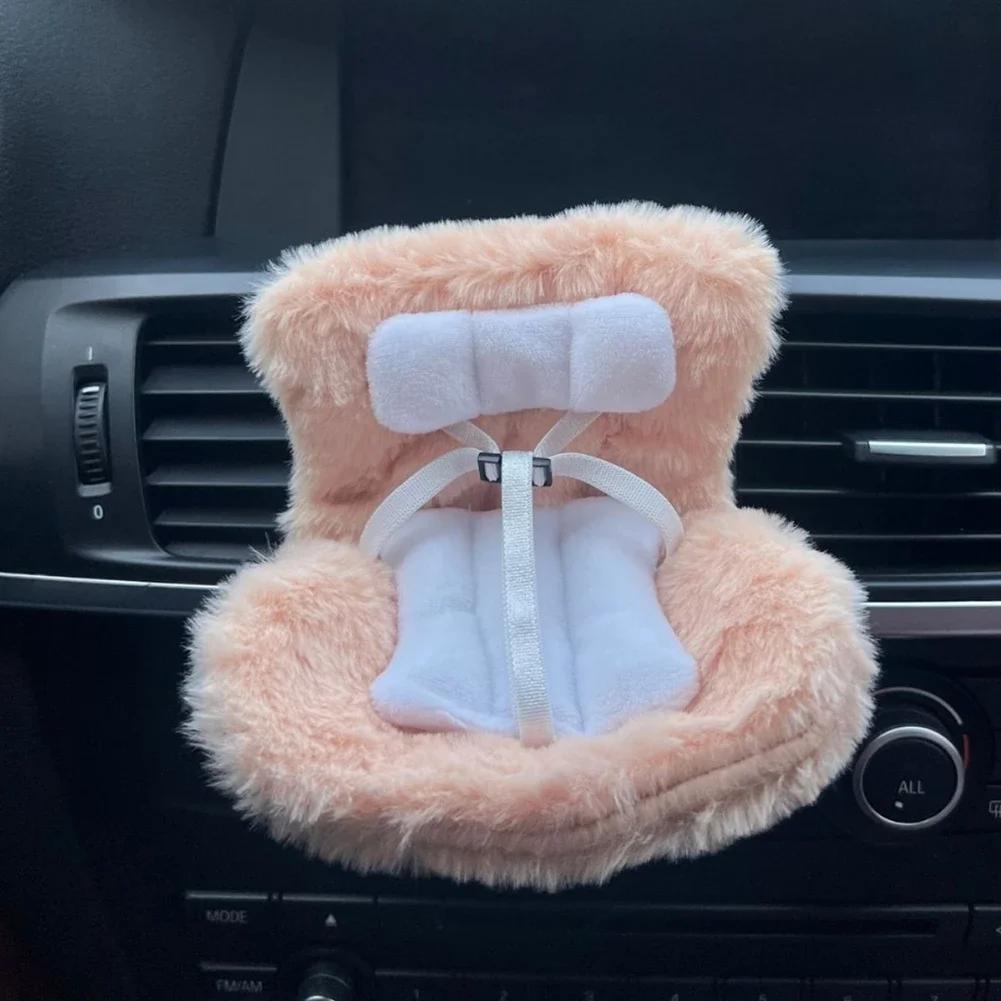For 15/17cm Labubu Plush Car Seat Safety Seat with Air Vent Ornament Doll Accessories Car Air Vent Freshener