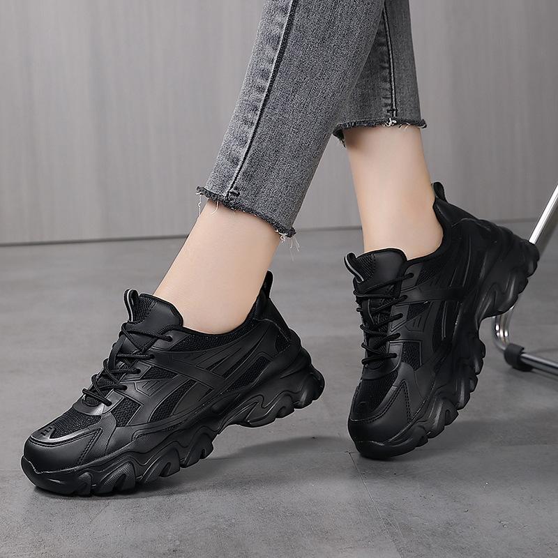 Thick-soled Heightening Versatile Casual Dad Shoes Women's Shoes Spring New Silver Mesh Sneakers Breathable Running