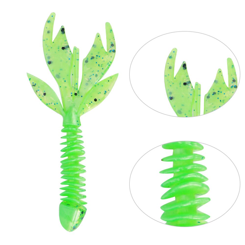 AR37 80mm 2.3g Fishing Soft Worm Bait Artificial Leaf Tail Simulation Lure Accessory2# Green