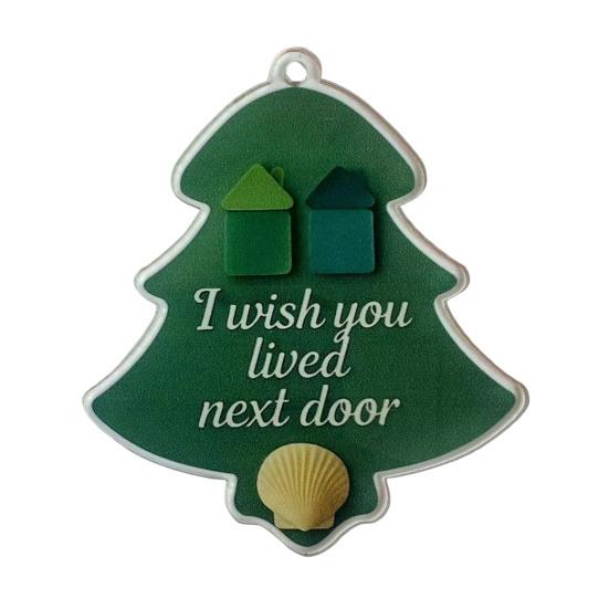 Christmas Pendant Xmas Tree Stocking Shape 2D Acrylic Seaside Festive Decoration with Lanyard Beach House Holiday Decor