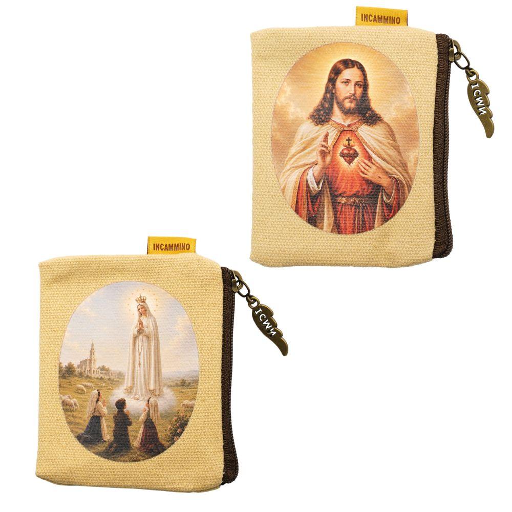 Cotton Canvas Catholic Rosary Storage Pouch Fatima Rosary Carrier Practical Jewelry Pouch Prayer