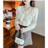 Fashionable and Age-Reducing Lace Top with Lotus Leaf Hem for Women's Autumn and Winter Wardrobe