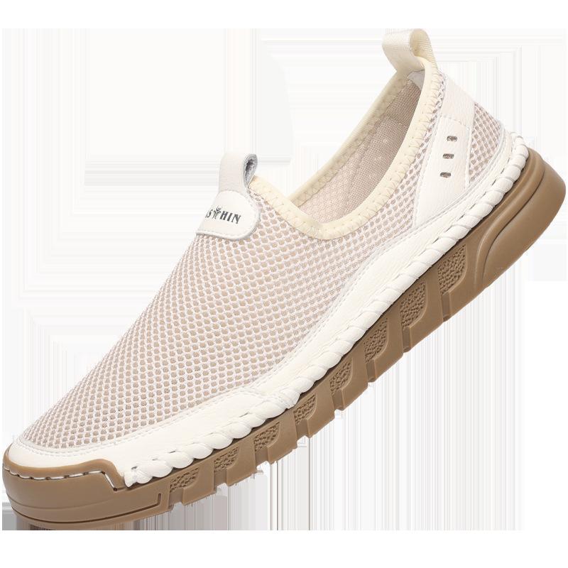 2025 Summer Shoes Men Casual Loafers Flat Breathable Mesh Slip-ons Shoes Brand Male Footwear Black White