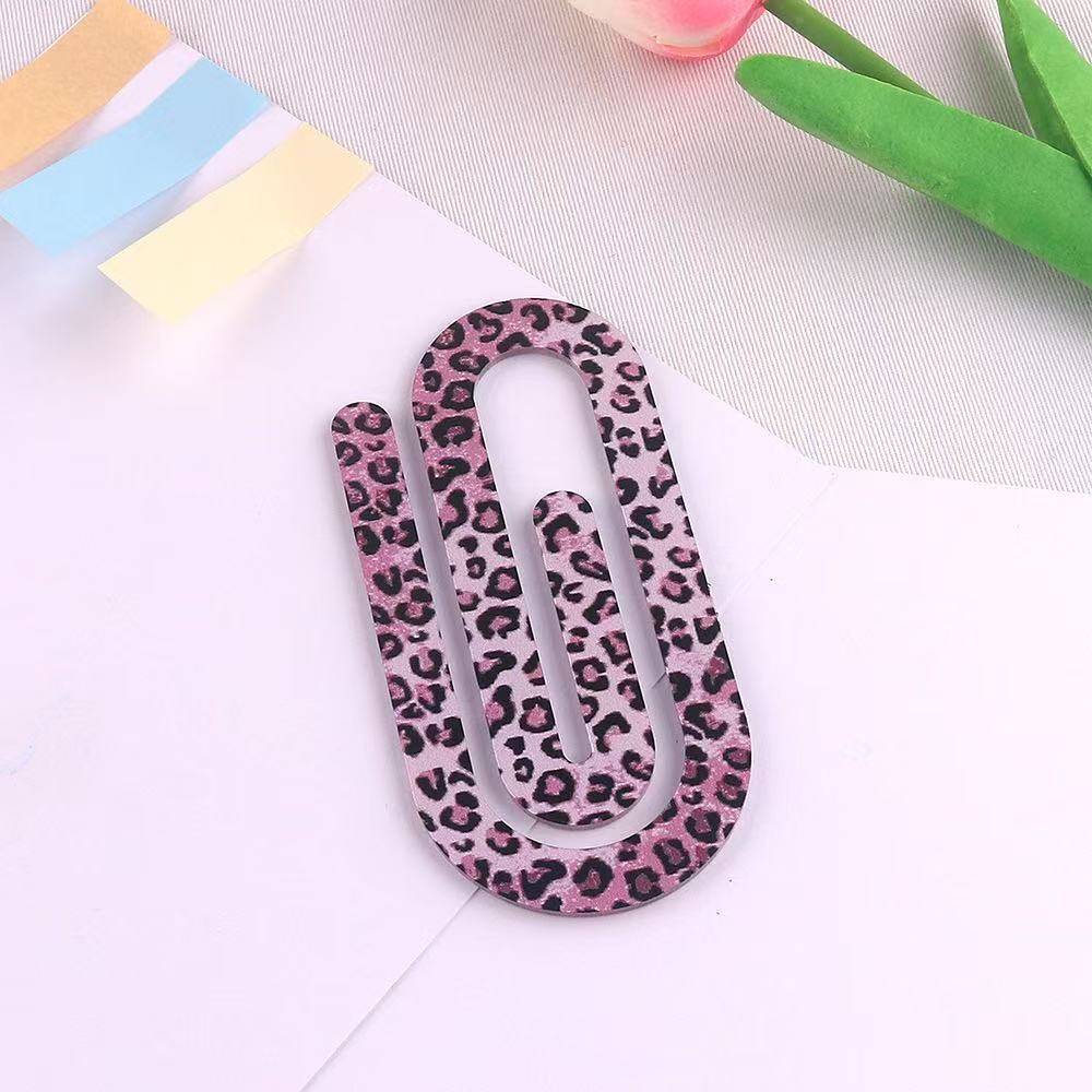 10Pcs Cute Printed Acrylic Paper Clips Large Printed Bookmark Clamps For Notebook File DIY Organizing