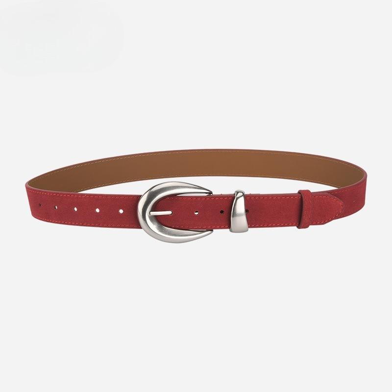 Retro High-end Belt for Women's Genuine Leather Matte Reverse Velvet Versatile Jeans Trendy Decorative Belt for Women