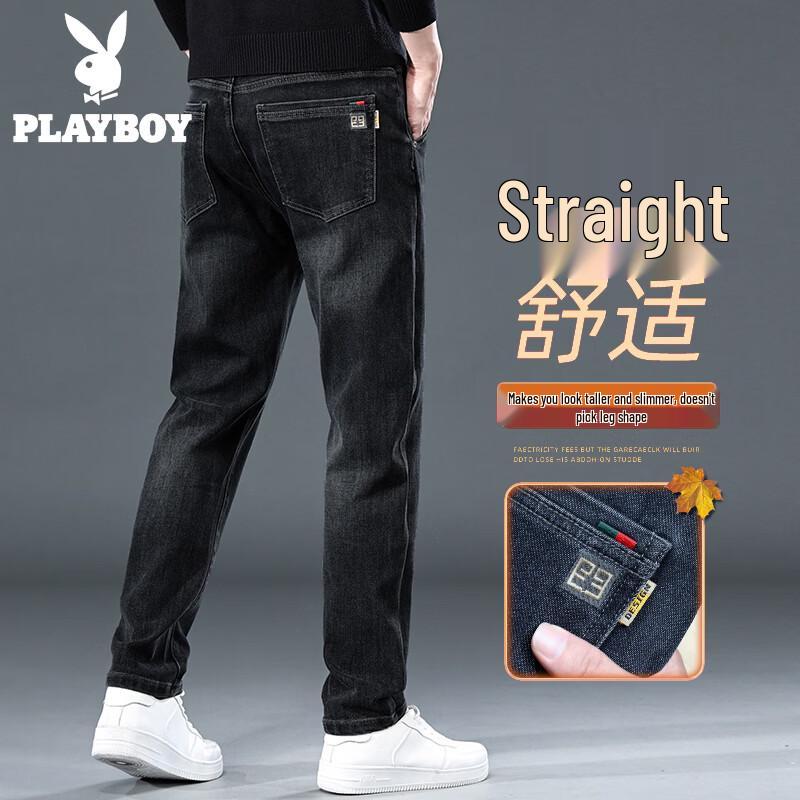 Playboy Men s Warm Straight Fit Elastic Denim Jeans 34