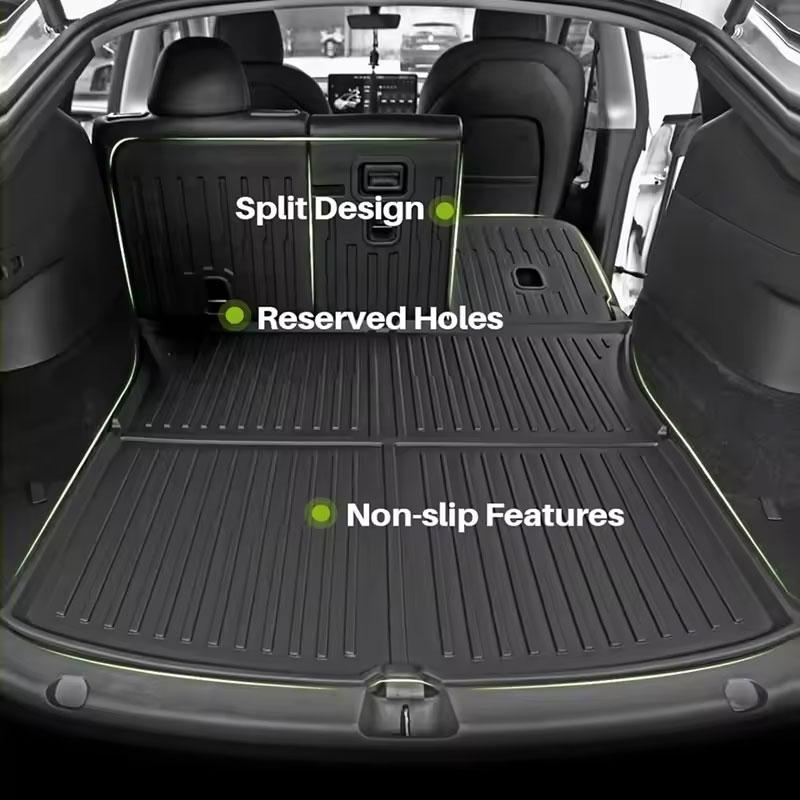 For Tesla Model Y Juniper 2025 Front Rear Trunk Mat TPE All-weather Seat Backrest Anti-Kick Mat Trunk Cargo Liner Protective Pad