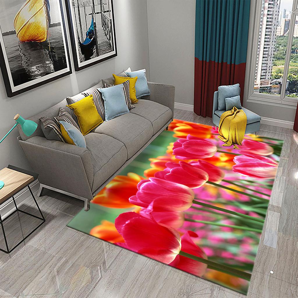 3D bunter frischer Blumen Teppich für Küchenteppich mit romantischem floralem Wohnzimmer Badezimmer Boden Teppich Mädchen Schlafzimmer Teppich Dekoration