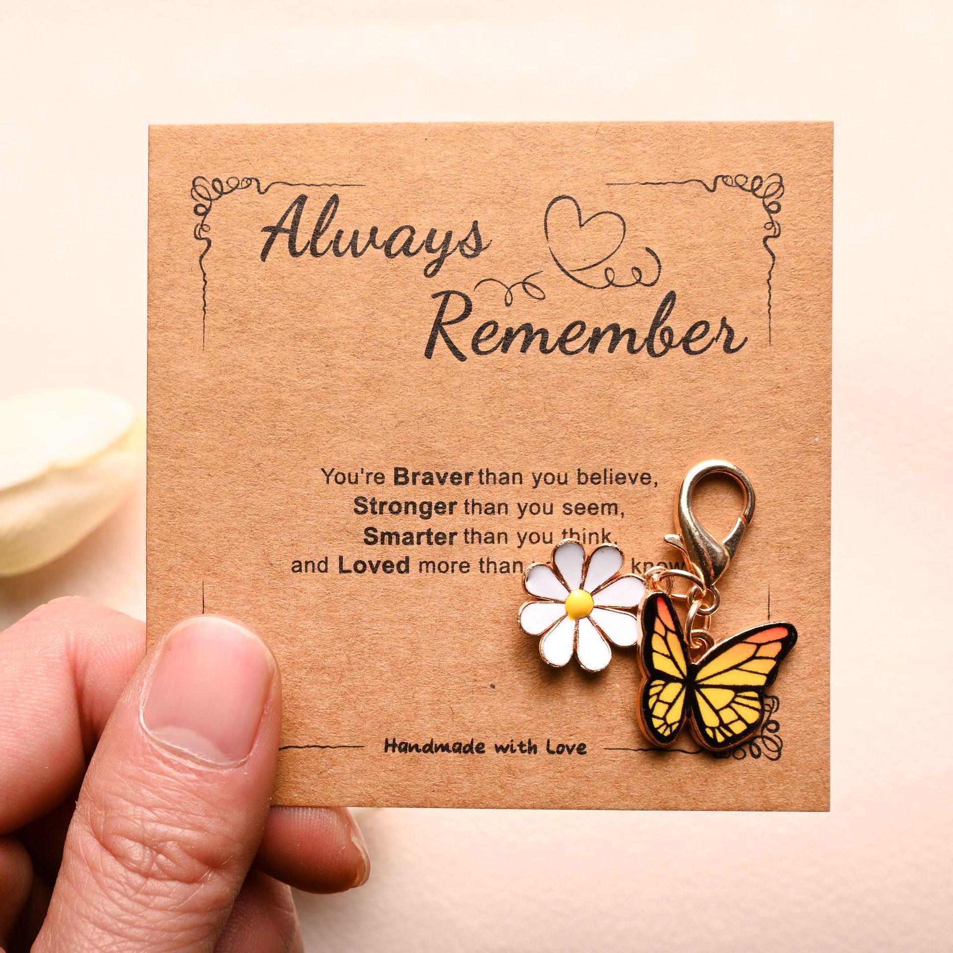 

Красочный эмалевый брелок-бабочка-маргаритка с карточкой с ободрением жёлтый