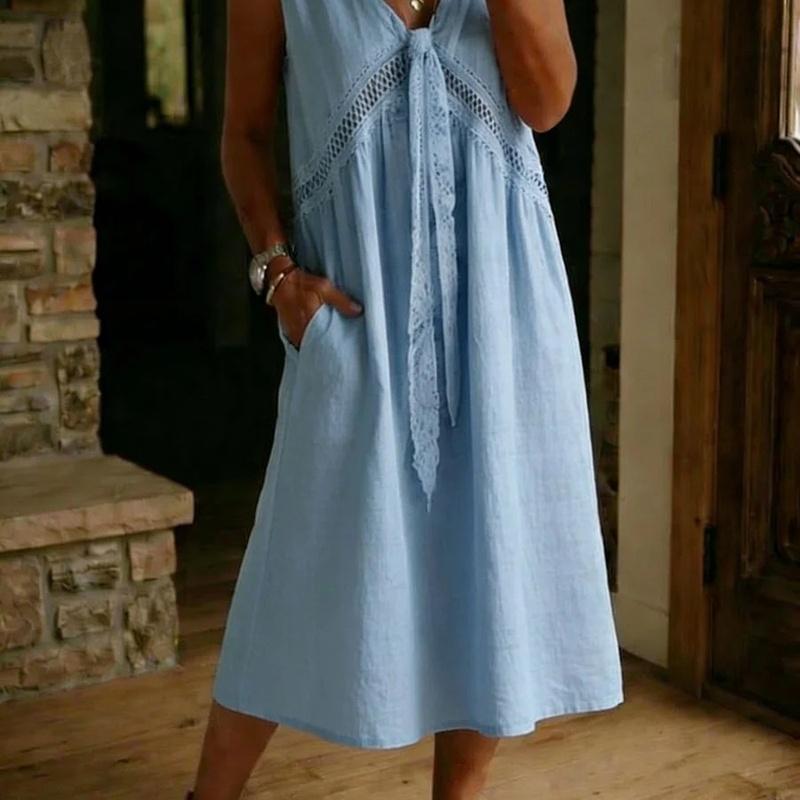 

European Style Women Clothing Solid Color Sleeveless Maxi Dress XL