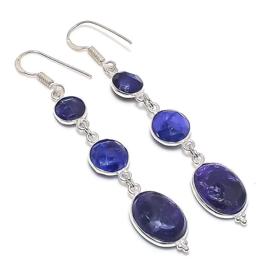 

Натуральный сапфир(Смоделированный) Ювелирное изделие из стерлингового серебра 925 пробы Серьга 2,80 z2O51