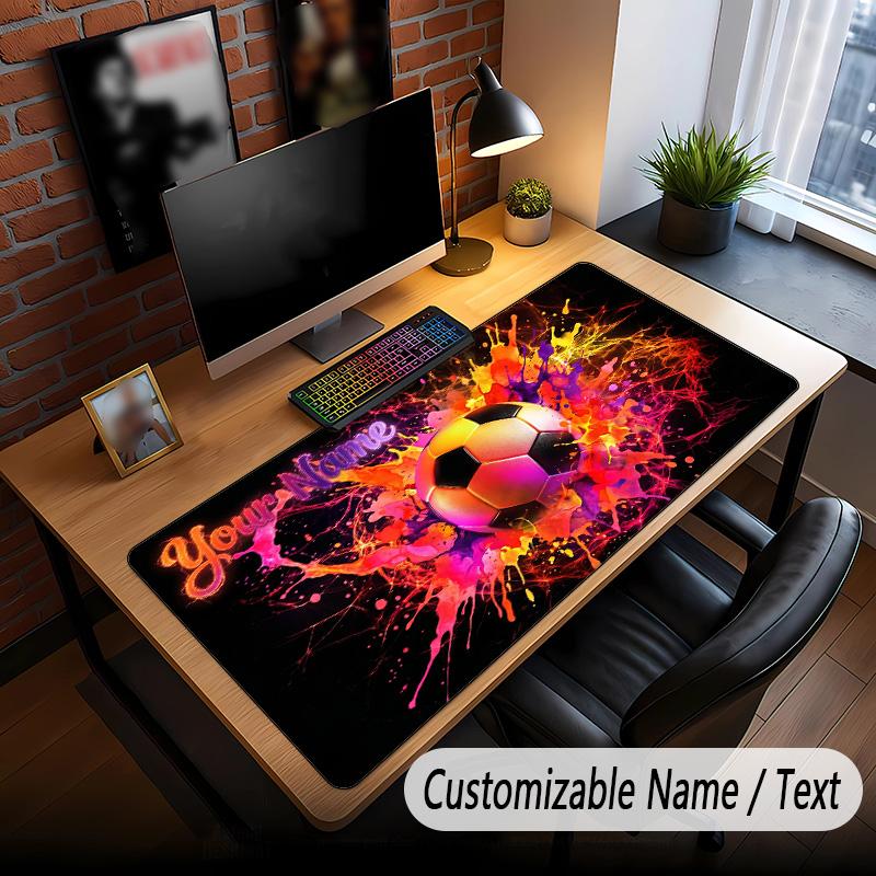 Soccer Theme Custom Mouse Pad Personalized With Name Text Customized Desk Mat For Office Home Decor
