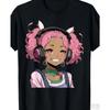 Men's Anime Print T-Shirt - Anime Character Print Crew Neck Short Sleeve Shirt, Machine Washable, Suitable for Anime Apparel and Party Outfits