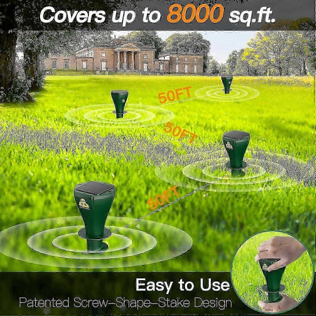 8er-Pack Solarbetriebener Maulwurfvertreiber-Pfahl mit elektrischer Vibration für Wühlmäuse Schlangen Wühlmäuse Murmeltiere Gürteltiere xls