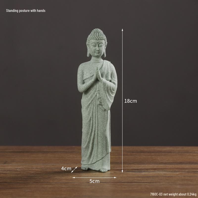 Porcelain Green Sandstone Buddha Ornament for Zen Fish Tank or Bonsai Display