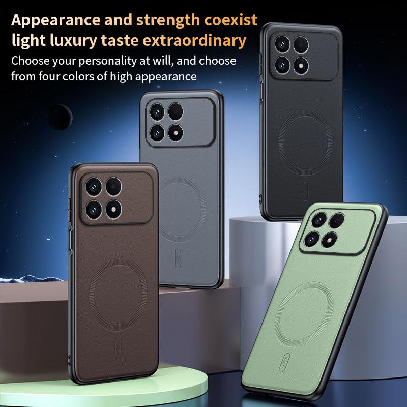 For Xiaomi POCO F8 Ultra F8 Pro 5G Case Magnetic For MagSafe Luxury Silicone PU Leather Back Cover Shockproof Bumper