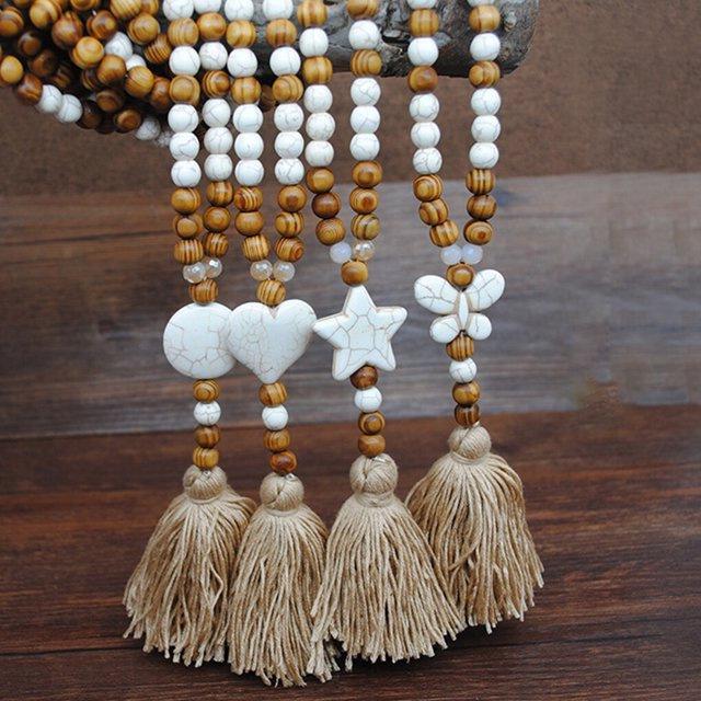 Böhmische lange Perlenkette - Künstlerischer ethnischer Stil