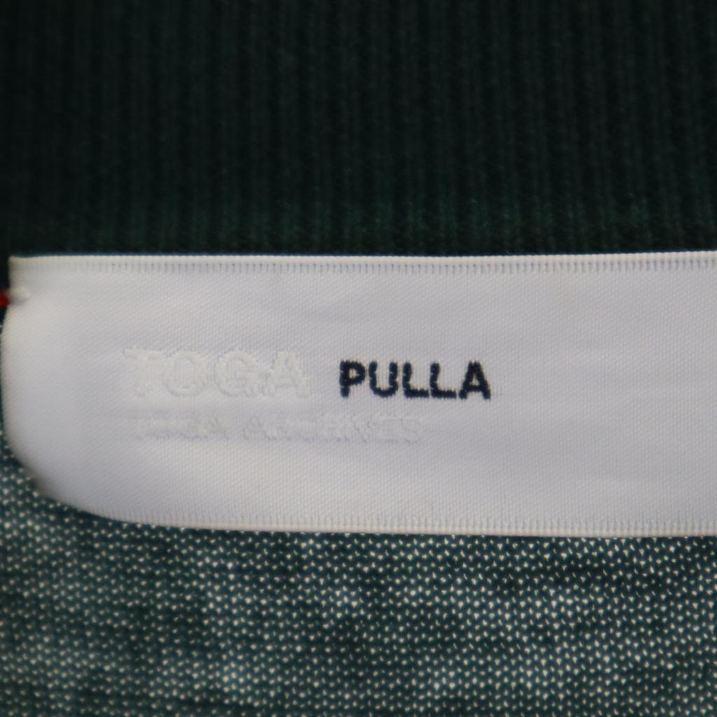 TOGA PULLA Border Pattern Long Sleeve Sheer Knit 36 Green Women Used