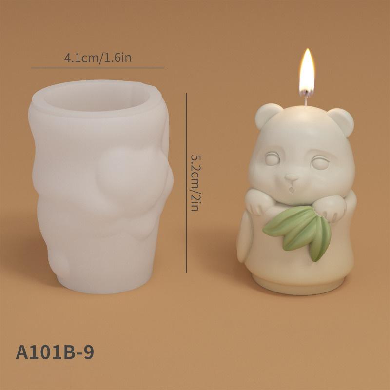 Panda Bamboo Candle Silicone Mold 3D Cute Bear Candle Plaster Crafts Resin Mold DIY Soap Chocolate Ice Cake Baking Tools