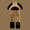Hat female winter cute Pacha puppy plush thickened scarf gloves integrated hooded warm scarf three-piece set