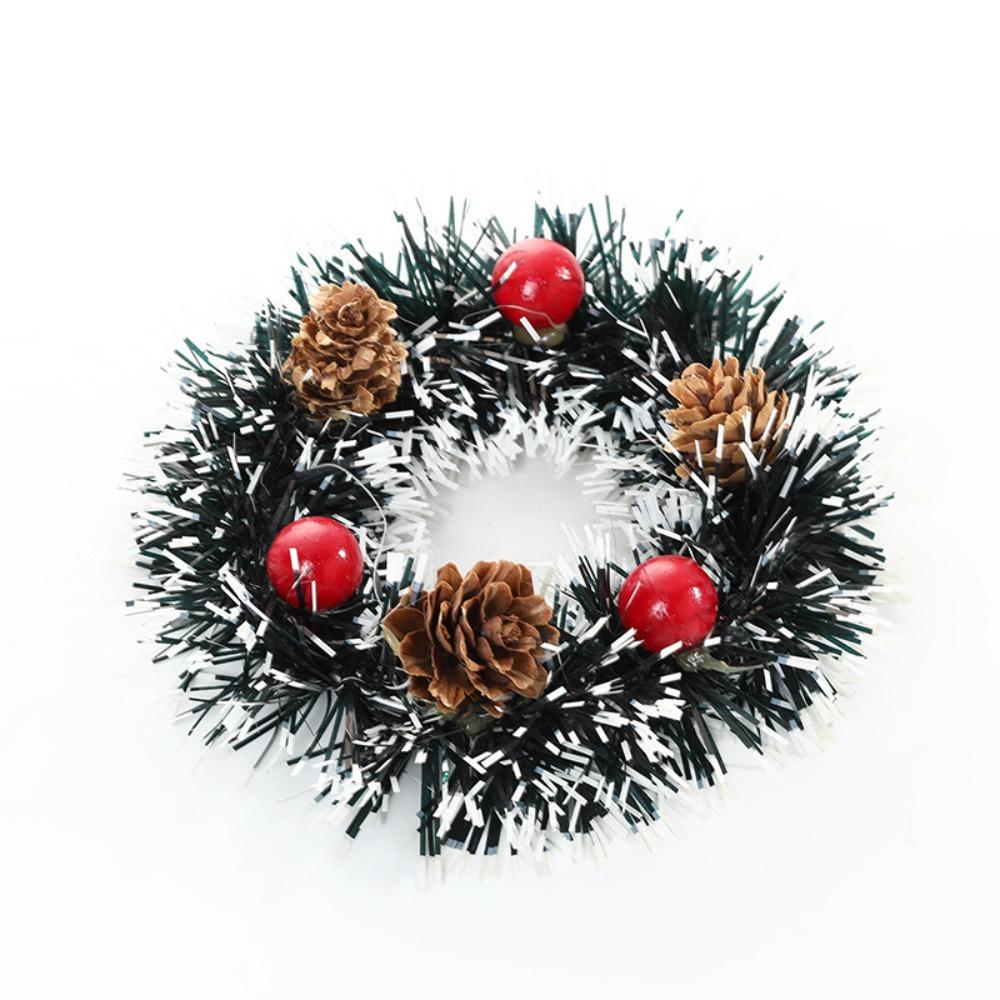 2pcs Artificial Hanging Ornament Exquisite Candle Holder Christmas Wreath Pendant Photography Props