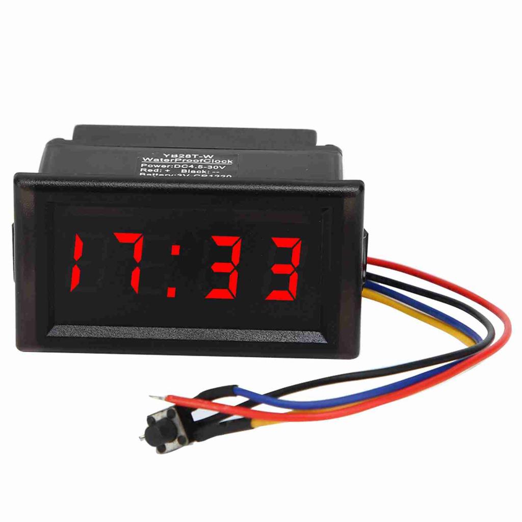 DC4.530V Waterproof Dustproof Car Auto Electronic Clock LED Digital Display (Red)